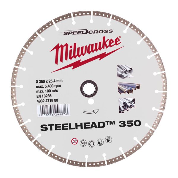 Диск алмазний Speedcross STEELHEAD 350 MILWAUKEE, діаметр 350мм, (метал, нержавійка) (4932471988)