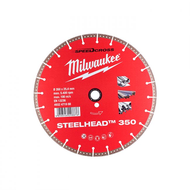 Диск алмазний Speedcross STEELHEAD 350 MILWAUKEE, діаметр 350мм, (метал, нержавійка) (4932471988)