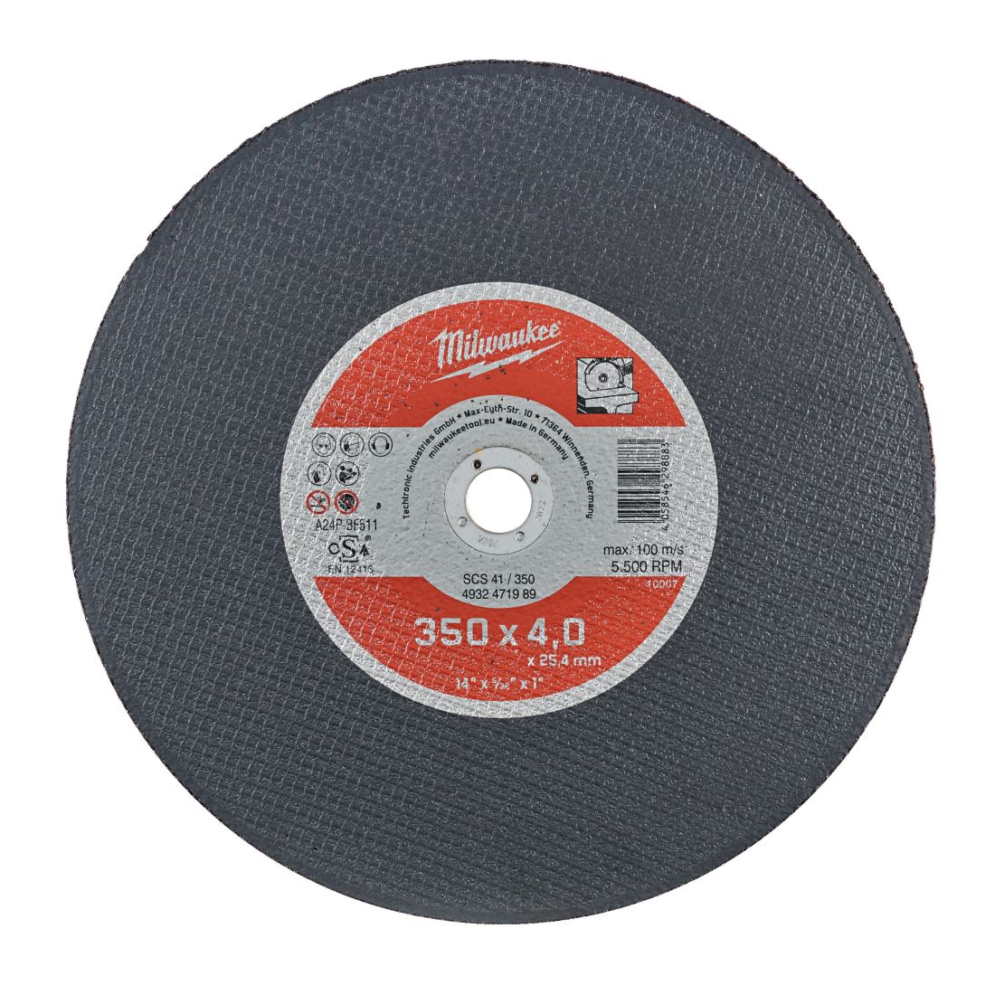Диск відрізний по металу MILWAUKEE, SCS 41/350х4 PRO+, діаметр 350мм (4932471989)