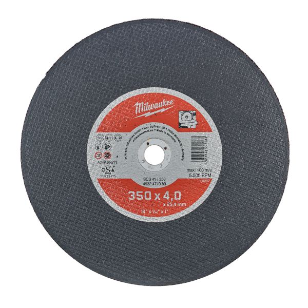 Диск відрізний по металу MILWAUKEE, SCS 41/350х4 PRO+, діаметр 350мм (4932471989)