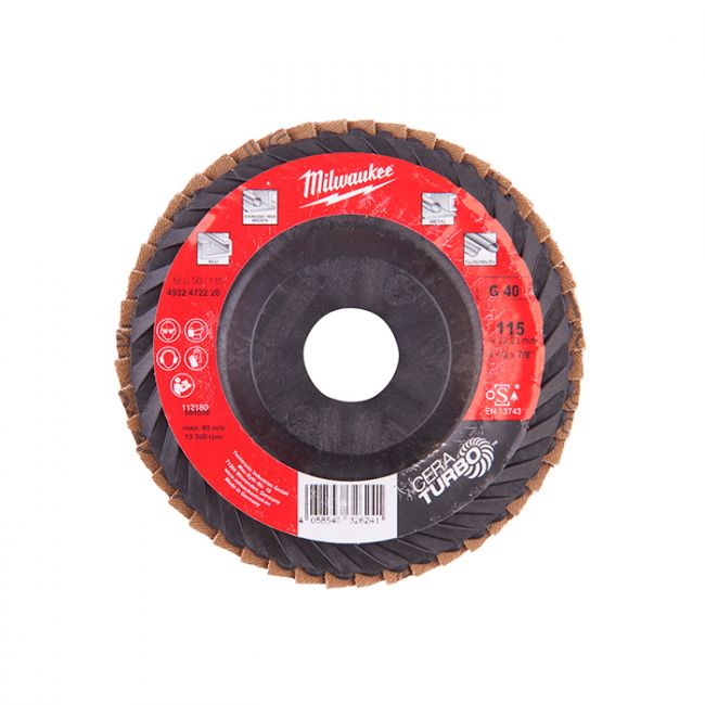 Диск пелюстковий MILWAUKEE SLC50/125G80 CERA TURBO, діаметр 125мм / зерно 80 (4932472233)