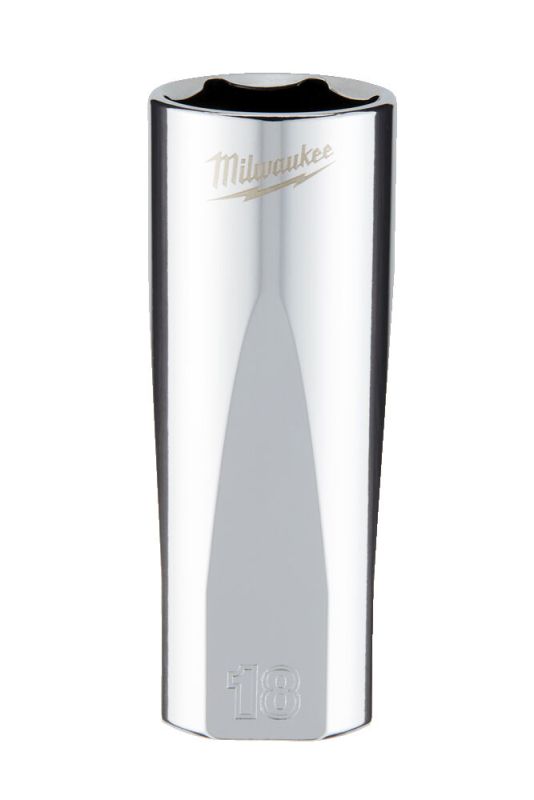 Головка торцева хромована 3/8'' 6гр. MILWAUKEE, подовжена, 18мм (4932478362)