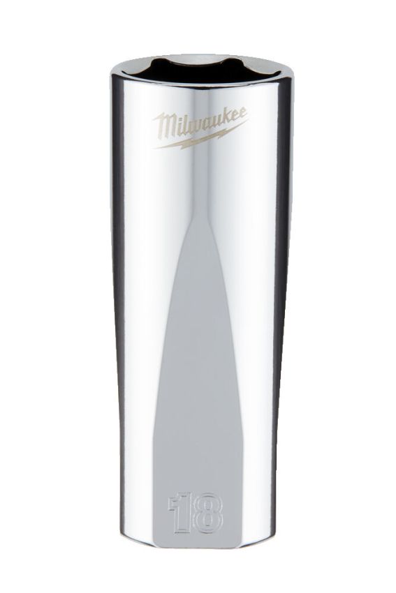 Головка торцева хромована 3/8'' 6гр. MILWAUKEE, подовжена, 18мм (4932478362)