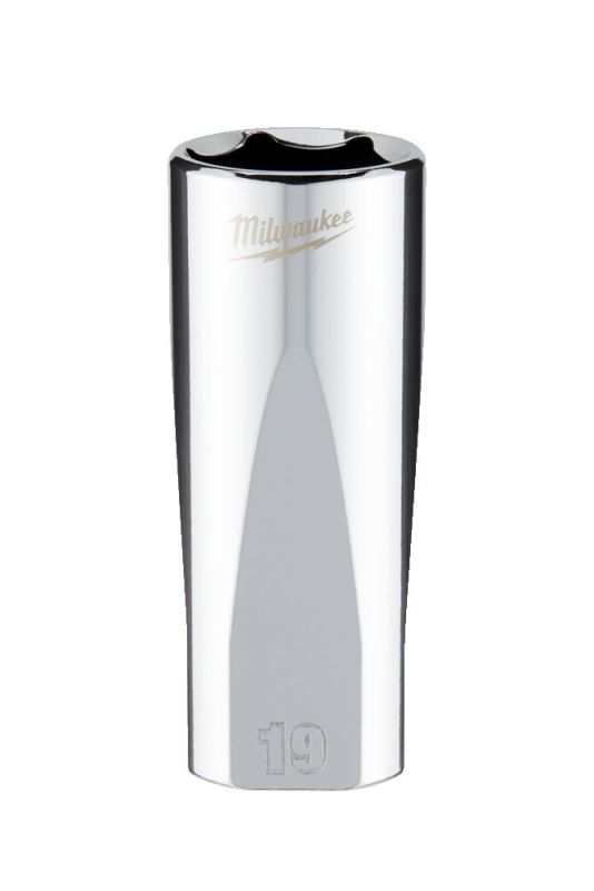 Головка торцева хромована 3/8'' 6гр. MILWAUKEE, подовжена, 19мм (4932478363)
