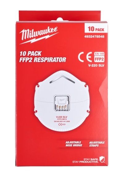 Респіратор з клапаном FFP2 (10шт) MILWAUKEE 4932478548 (4932478548)