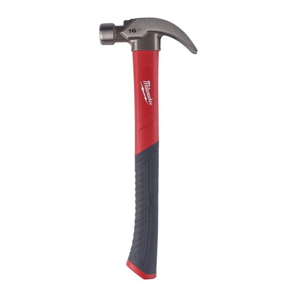 Молоток з закругленим цвяходером і рукояткою зі скловолокна Fiberglass MILWAUKEE, 450гр (4932478657)