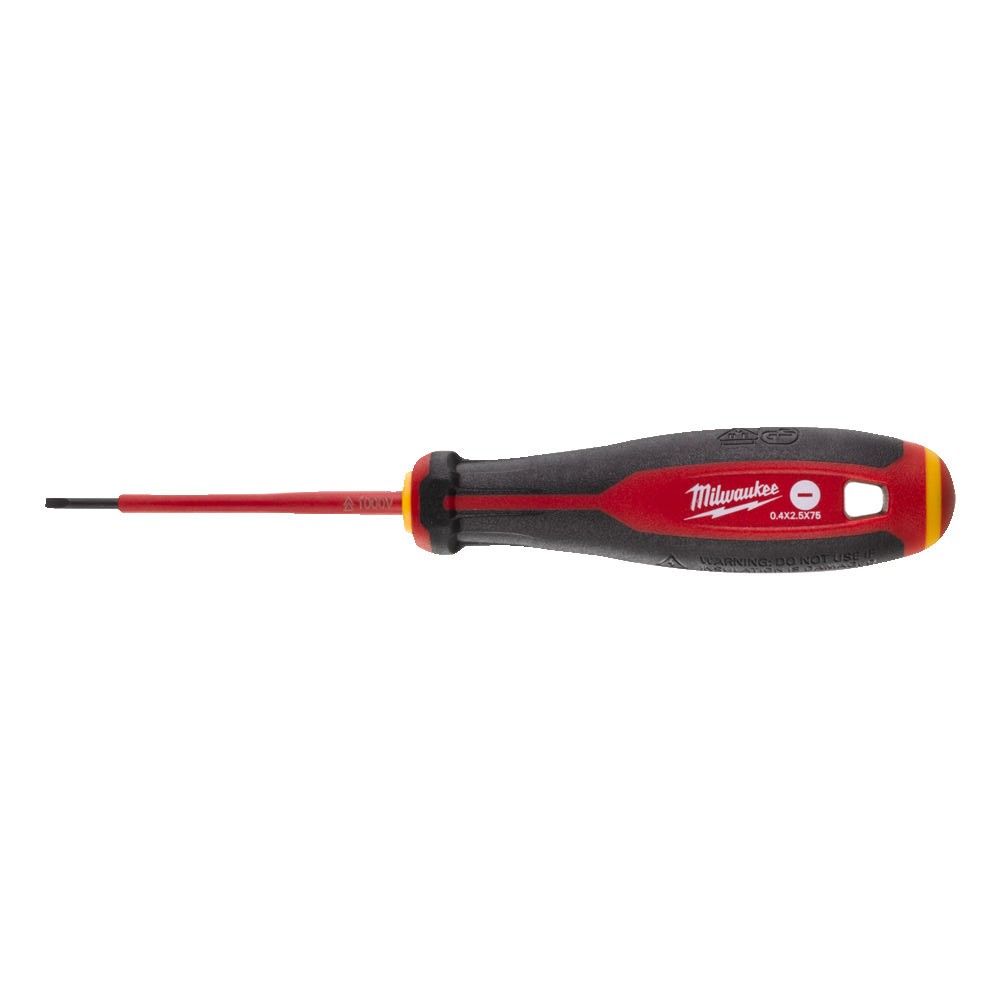 Викрутка з тригранною рукояткою ізольована VDE MILWAUKEE, SL 0,4х2,5х75 (4932478712)