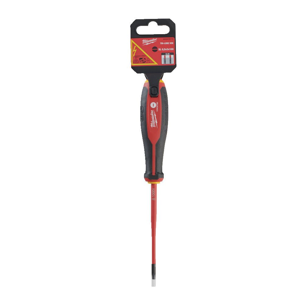 Викрутка з тригранною рукояткою ізольована VDE MILWAUKEE, SL 0,5х3,0х100мм (4932478713)