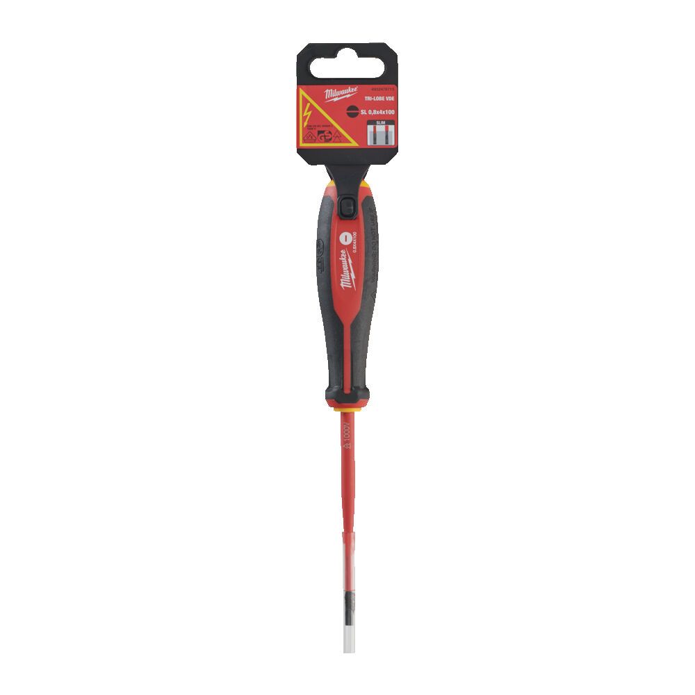 Викрутка з тригранною рукояткою ізольована VDE MILWAUKEE, SL 0,8х4,0х100мм (4932478715)