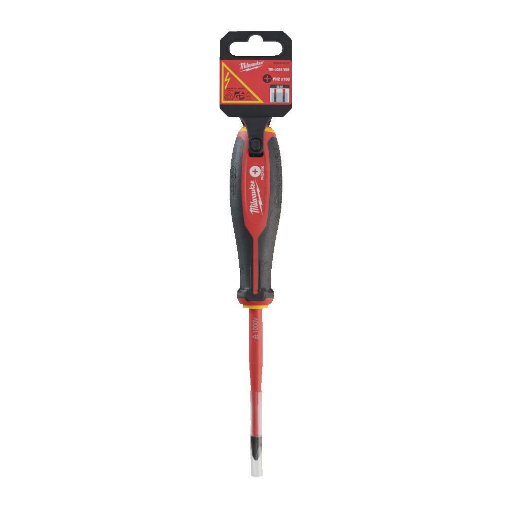Викрутка з тригранною рукояткою ізольована VDE MILWAUKEE, PH2х100мм (4932478722)