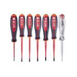 Набір викруток ізольованих VDE MILWAUKEE, (7шт), (SL2,5/ SL3/ SL4/ PH2/ PZ1/PZ2 / викрутка-тестер) (4932478738)