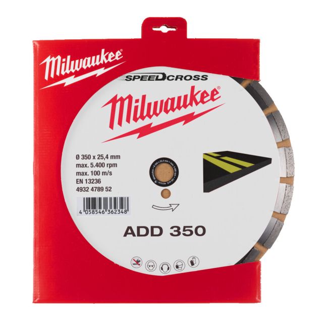 Диск алмазний Speedcross MILWAUKEE ADD 350, діаметр 350мм (асфальт) (4932478952)