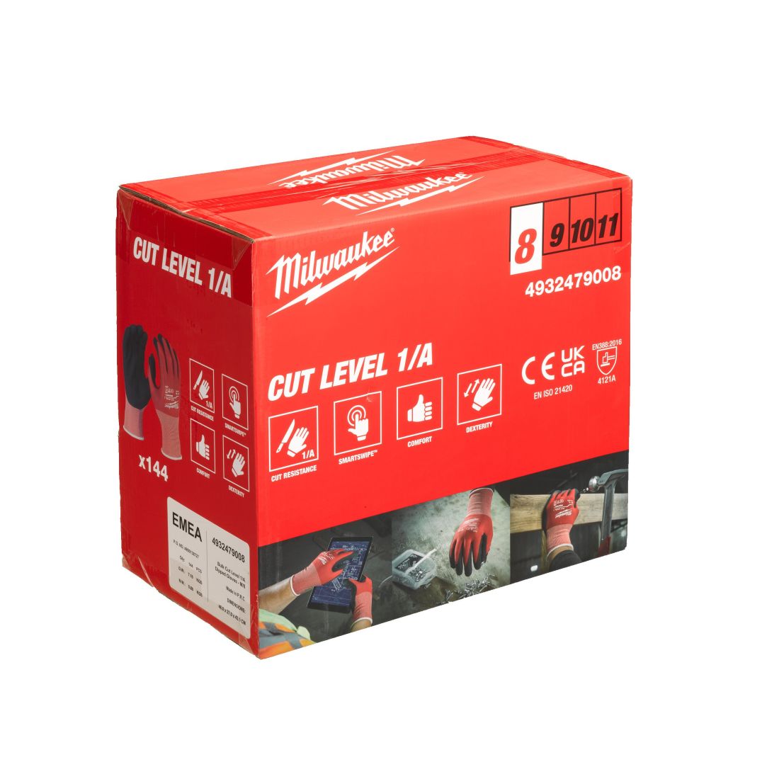 Рукавиці робочі MILWAUKEE, з опором порізам 3/C рівня, розмір 11/XXL, (144 пари) (4932479015)