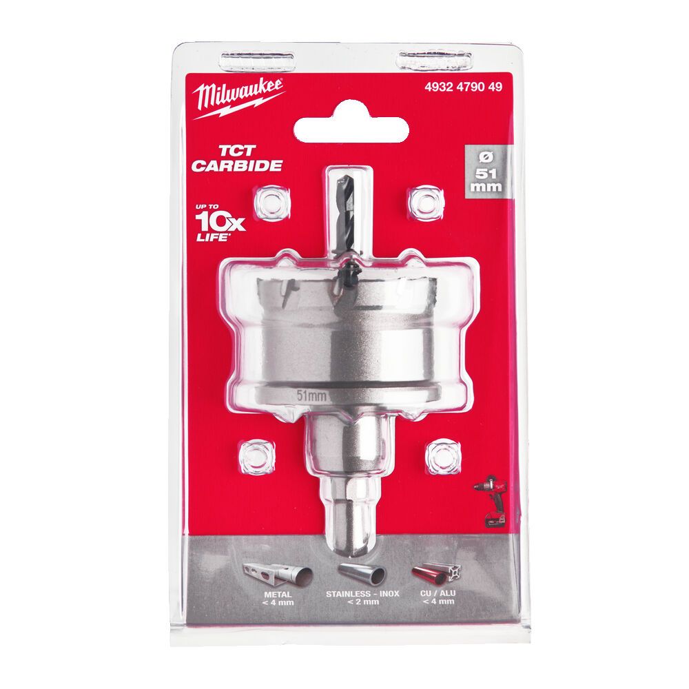 Коронка Holesaw TCT MILWAUKEE, для сталі/нержавіючої сталі, діаметр 51мм (4932479049)