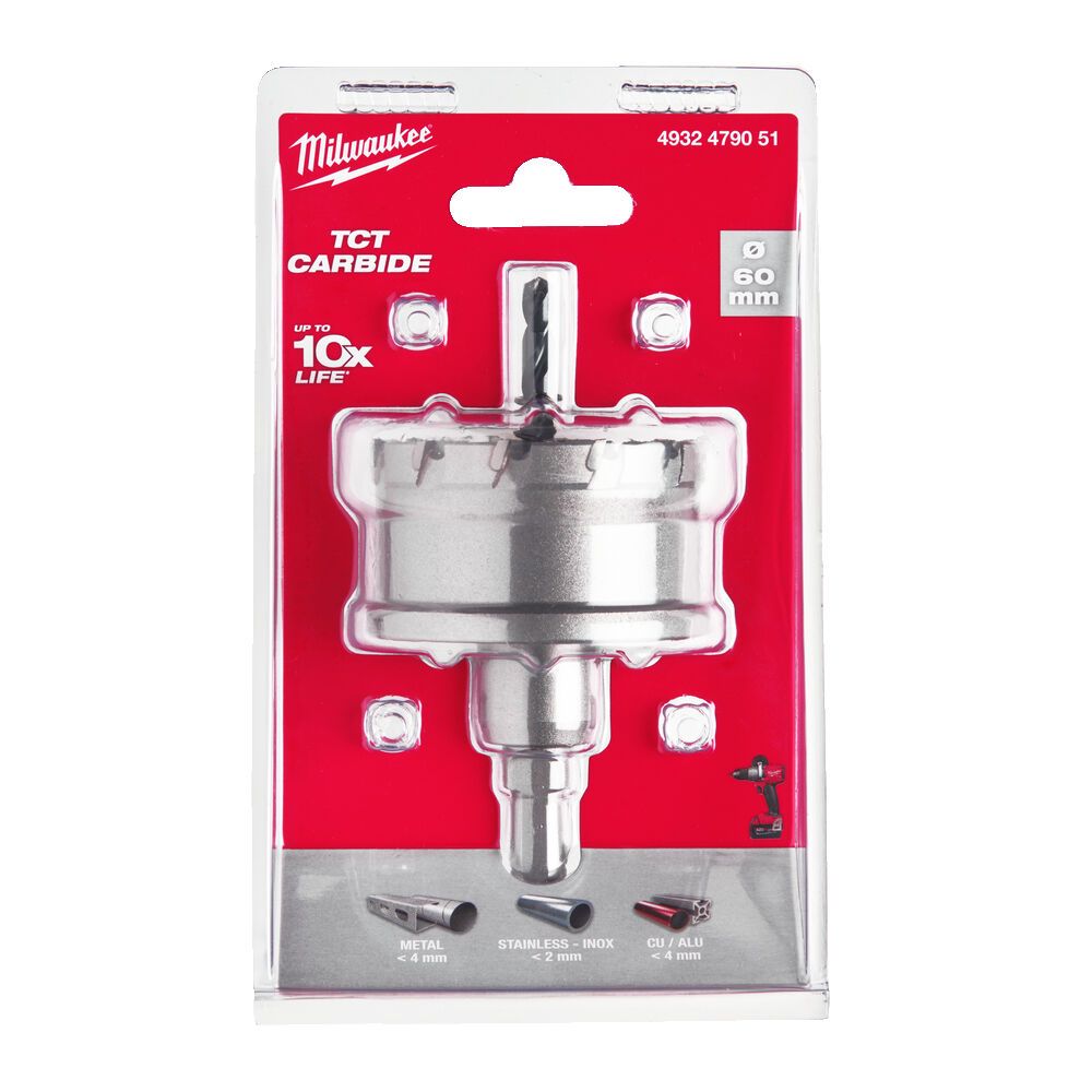 Коронка Holesaw TCT MILWAUKEE, для сталі/нержавіючої сталі, діаметр 60мм (4932479051)