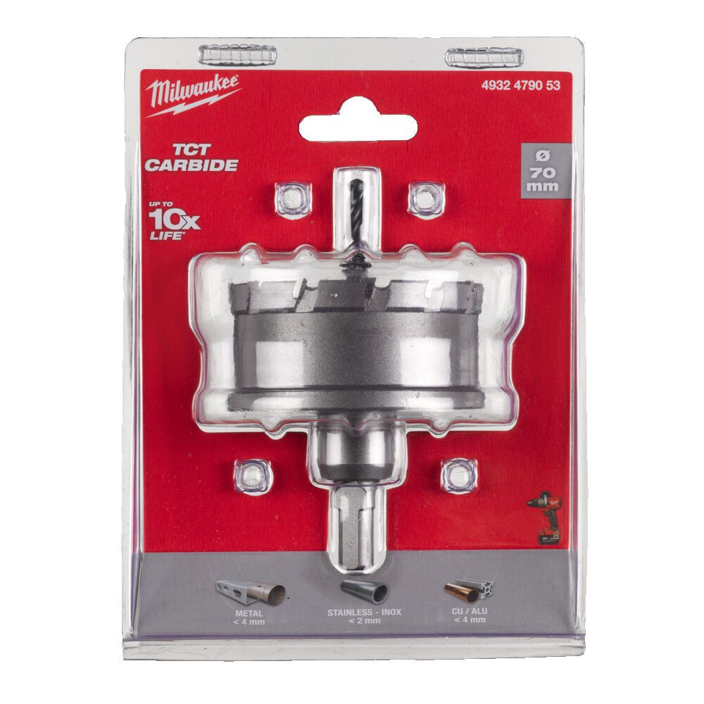Коронка Holesaw TCT MILWAUKEE, для сталі/нержавіючої сталі, діаметр 70мм (4932479053)
