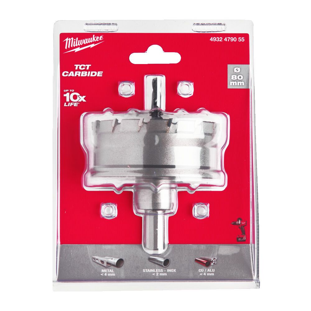 Коронка Holesaw TCT MILWAUKEE, для сталі/нержавіючої сталі, діаметр 80мм (4932479055)