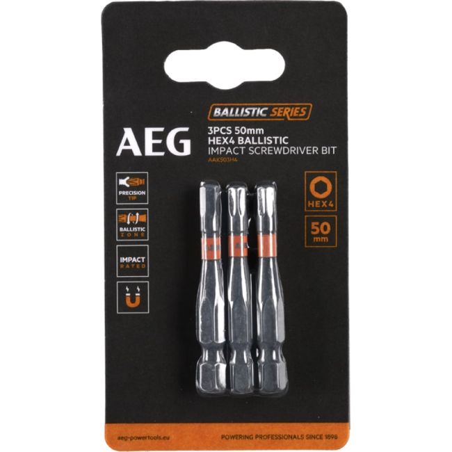 Біта ударна AEG AAK503H4, HEX4, 50мм (3шт) (4932479192)