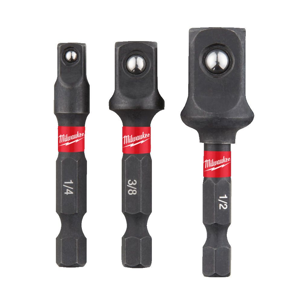 Набір перехідників ShW MILWAUKEE, з 1/4'' Hex на квадрат (1/4", 3/8", 1/2") (4932479228)