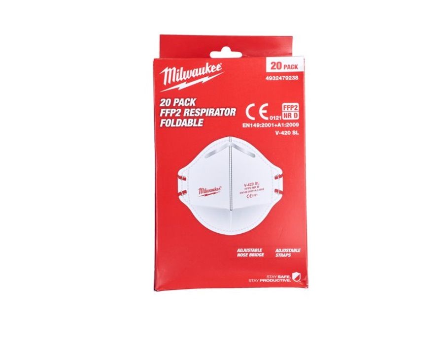 Респіратор складний без клапану FFP2 (20шт) MILWAUKEE 4932479238 (4932479238)