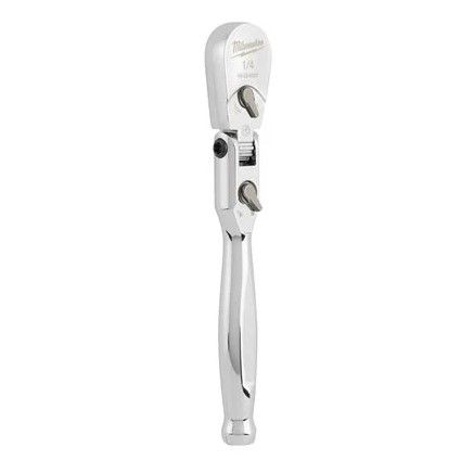 Тріскачка хромована шарнірна для головок 1/4'' MILWAUKEE, 140мм (4932479648)