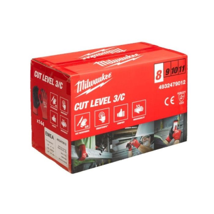 Рукавиці робочі MILWAUKEE, з опором порізам 3/C рівня, розмір 7/S, (144шт) (4932479717)
