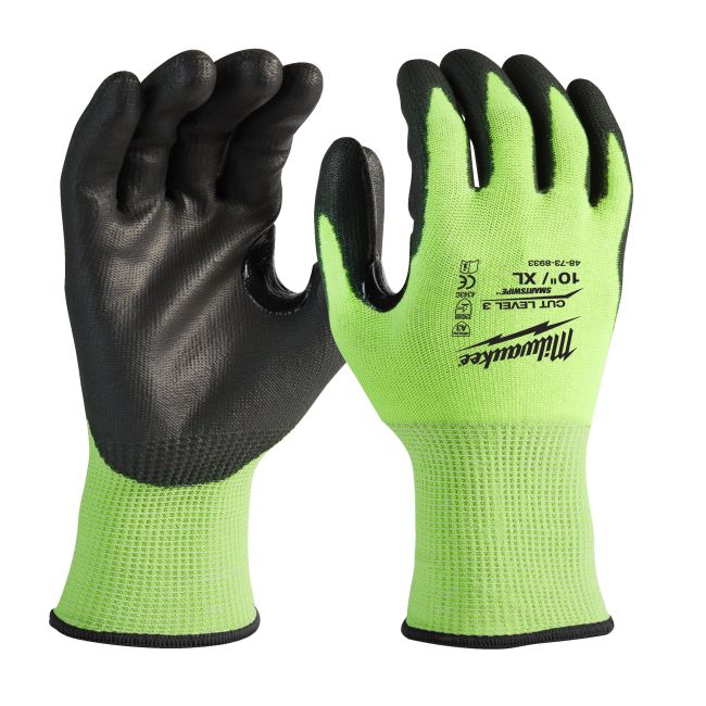 Рукавиці робочі сигнальні Hi-Vis MILWAUKEE. з опором порізам 3/С рівня, розмір 7/S, (144 пари) (4932479722)