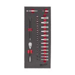 Ложемент с головками хромованими та тріскачкой 1/4'' MILWAUKEE. (28шт) (45х178,5х417мм) для візків (4932479824)