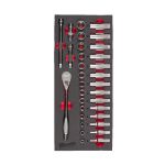 Ложемент с головками хромованими та тріскачкой 3/8'' MILWAUKEE. (28шт) (45х178,5х417мм) для візків (4932479825)