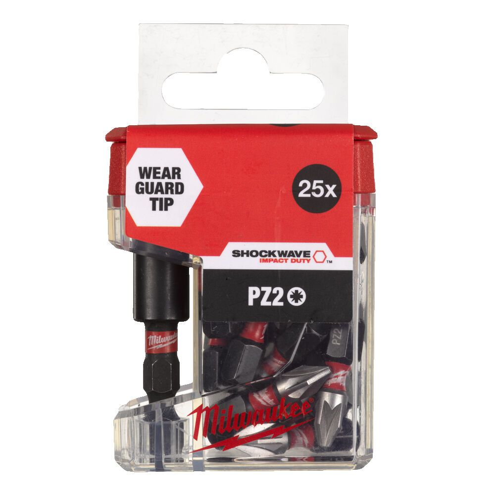 Насадка Milwaukee PZ2 25мм (25 шт/упак) + магнітний тримач для біт (1 шт) (дисплей 5 шт) (4932479857)