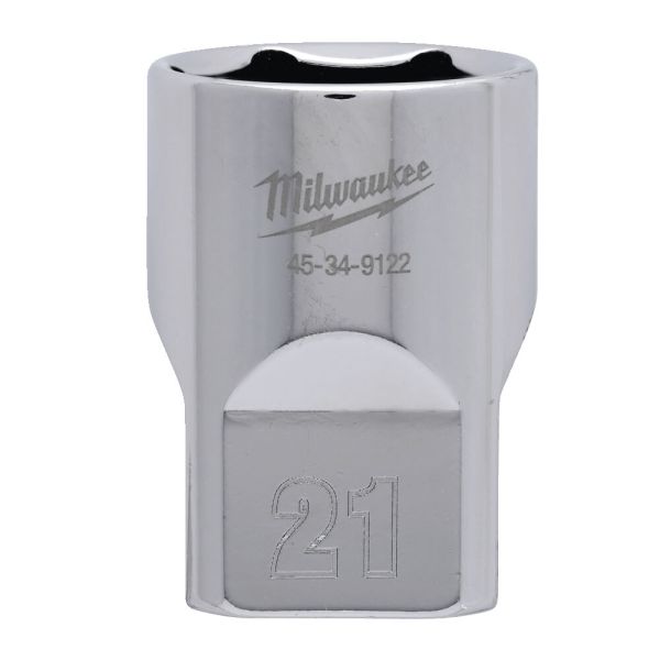 Головка торцева хромована 1/2'' 6гр. MILWAUKEE, 21мм (4932480019)