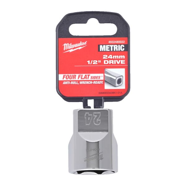 Головка торцева хромована 1/2'' 6гр. MILWAUKEE, 24мм (4932480022)