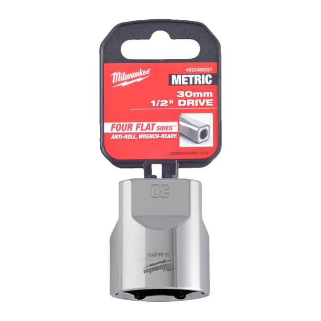 Головка торцева хромована 1/2'' 6гр. MILWAUKEE, 30мм (4932480027)