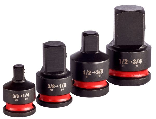 Набір перехідників ударних ShW 3/8"-1/4"; 3/8"-1/2"; 1/2"-3/8"; 1/2"-3/4" MILWAUKEE, (4шт) (4932480356)