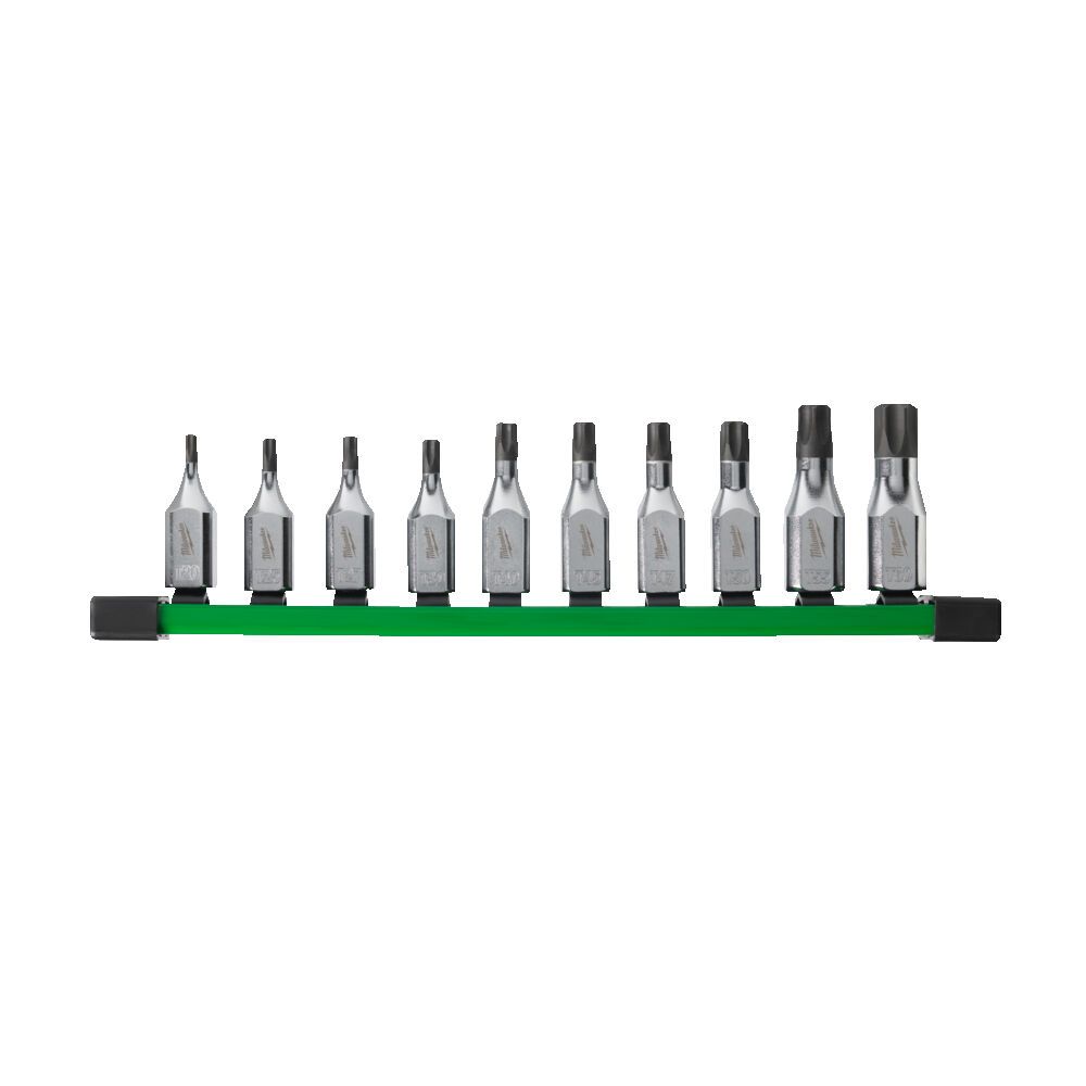 Набір головок торцевих хромованих 3/8'' MILWAUKEE з бітою TORX, (Т20-Т60) на планці (10шт) (4932480564)