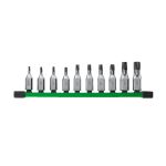 Набір головок торцевих хромованих 3/8'' MILWAUKEE з бітою TORX, (Т20-Т60) на планці (10шт) (4932480564)