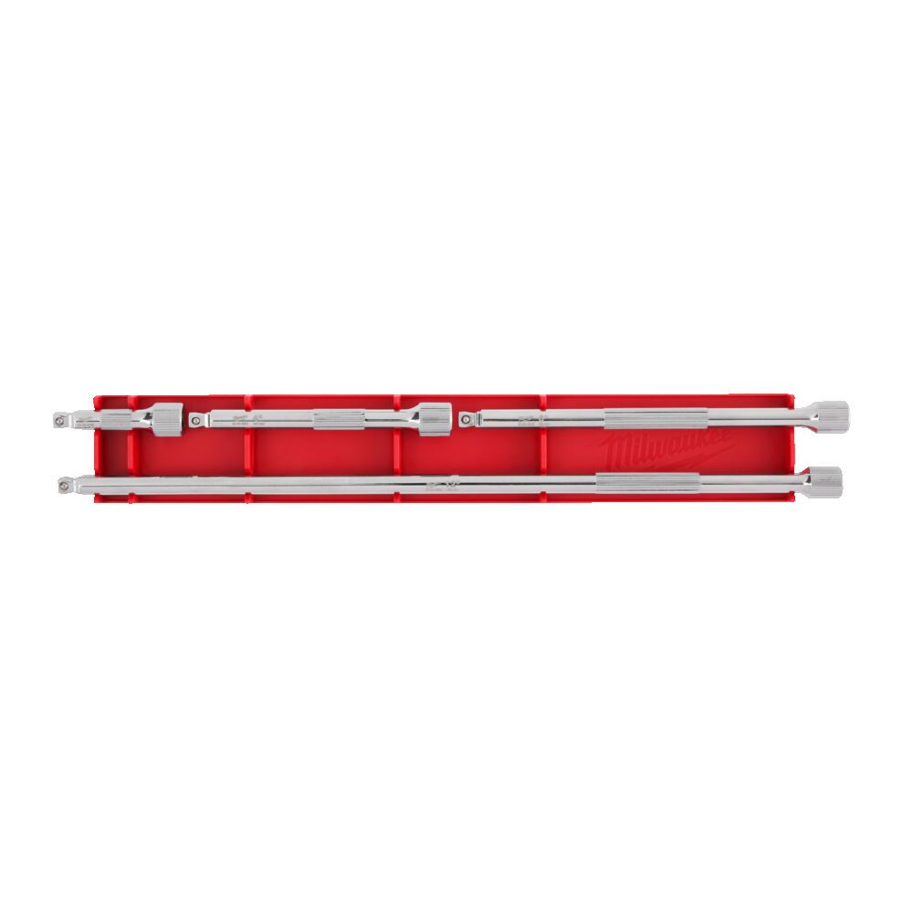 Набір подовжувачів хромованих Wobble для головок 3/8'' MILWAUKEE, (4шт) (4932480641)