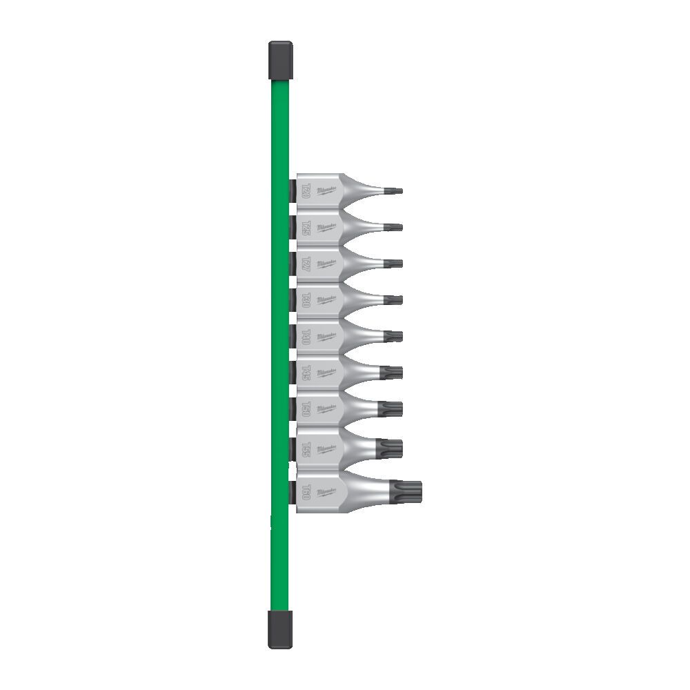 Набір головок торцевих хромованих 1/2'' MILWAUKEE, з бітою Torx (Т20-Т60) на планці, (9шт) (4932480822)
