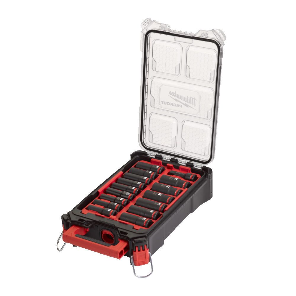 Набір головок ударних ShW 1/2" STD PACKOUT MILWAUKEE, подовжених, (10-24мм) (16шт) пластиковий органайзер (4932480943)