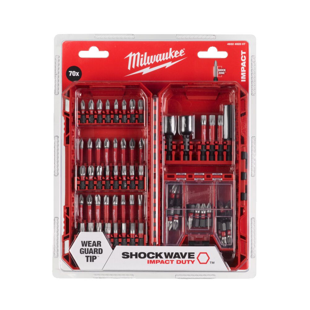 Набір біт SHOCKWAVE PACKOUT MILWAUKEE, (70шт) пластиковий кейс (4932492007)