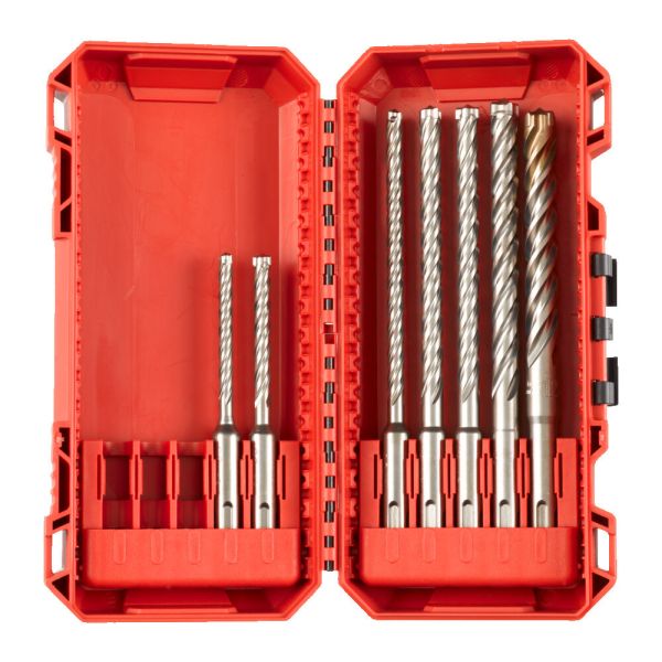 Набір буров SDS-PLUS MX4 PACKOUT MILWAUKEE, (діаметри 5/6/6/8/8/10/12мм), (7шт), (заміна на 4932500060) пластиковий кейс (4932492113)