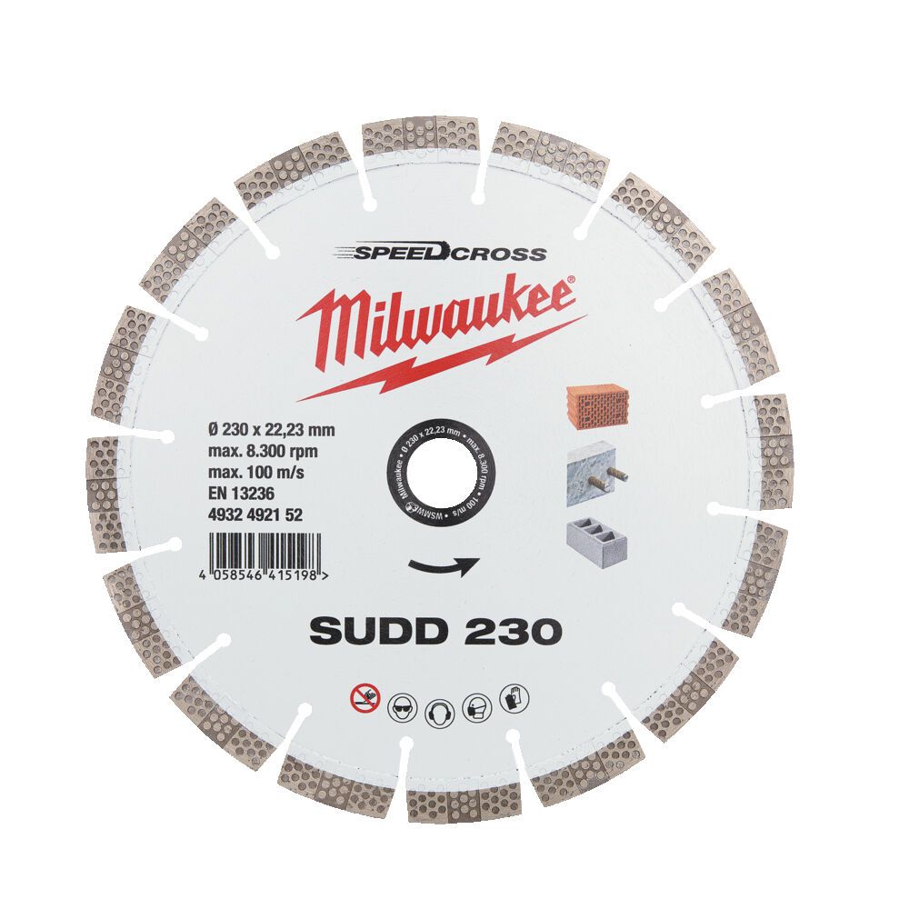 Диск алмазний Speedcross MILWAUKEE SUDD 230, діаметр 230мм (залізобетон, цегла) (4932492152)