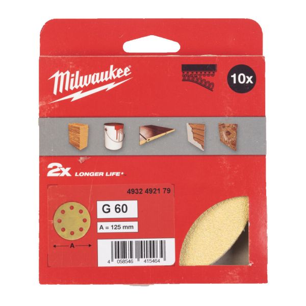 Папір шліфувальний HP MILWAUKEE діаметр 125/8 HL, зерно 60, (10шт) (4932492179)