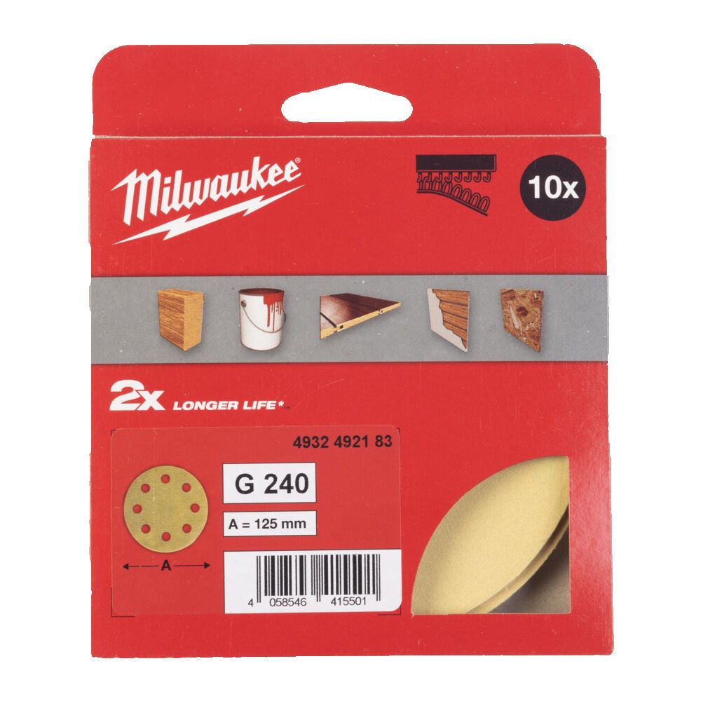 Папір шліфувальний HP MILWAUKEE діаметр 125/8 HL, зерно 240, (10шт) (4932492183)