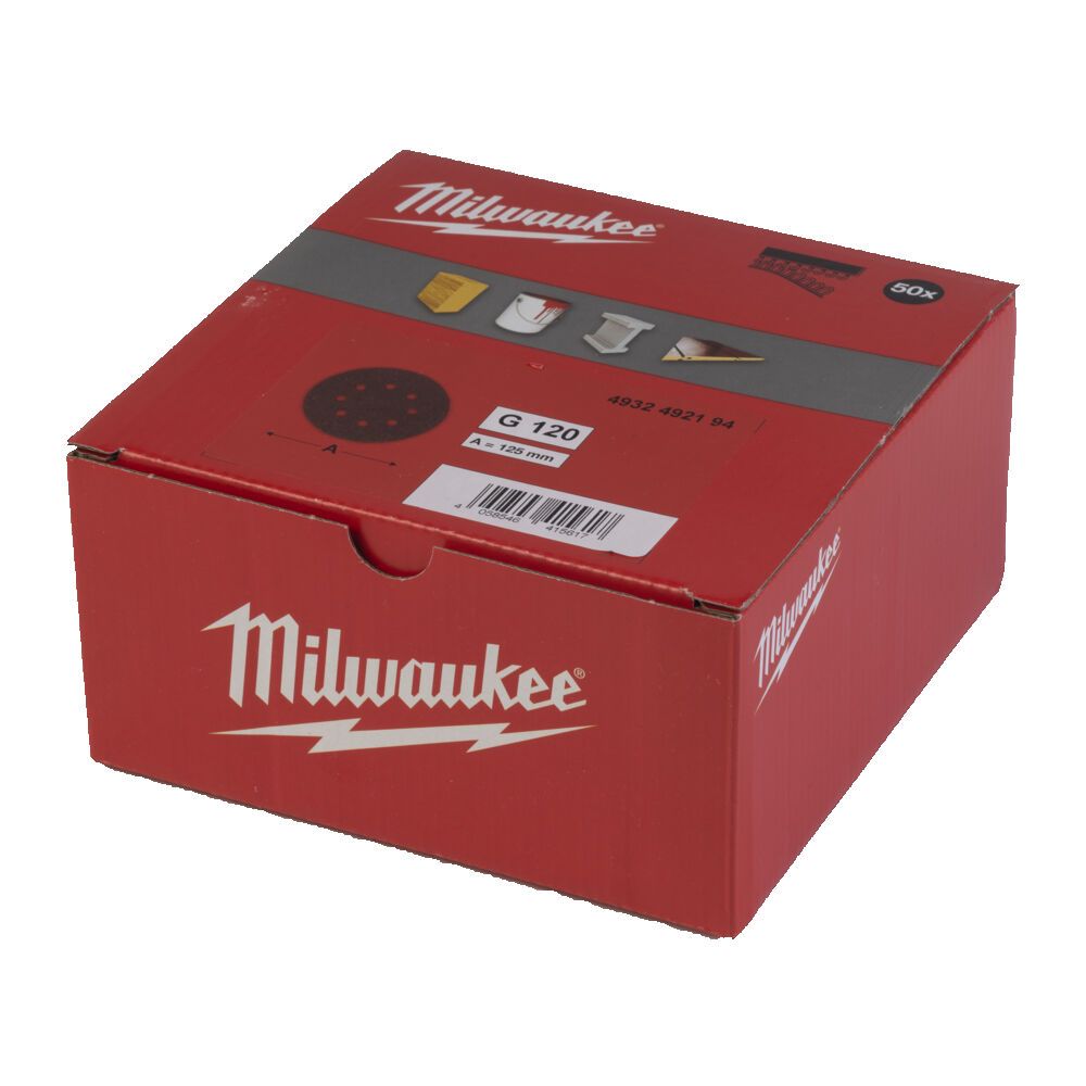 Папір шліфувальний MILWAUKEE діаметр 125/8 HL, зерно 120, (50шт) (4932492194)