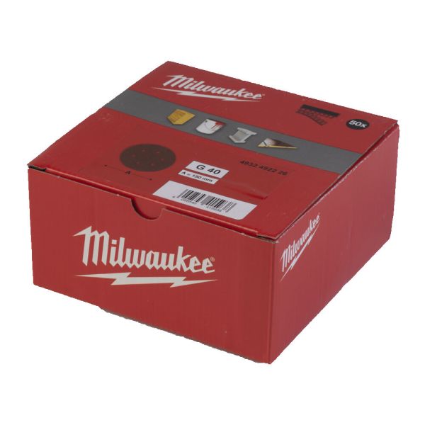 Папір шліфувальний MILWAUKEE діаметр 150мм//6 HL, зерно 40, (50шт) (4932492226)