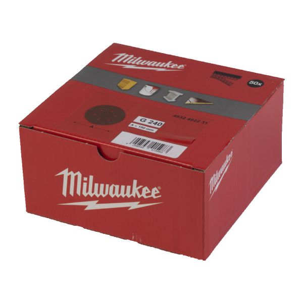 Папір шліфувальний MILWAUKEE діаметр 150мм//6 HL, зерно 240, (50шт) (4932492231)
