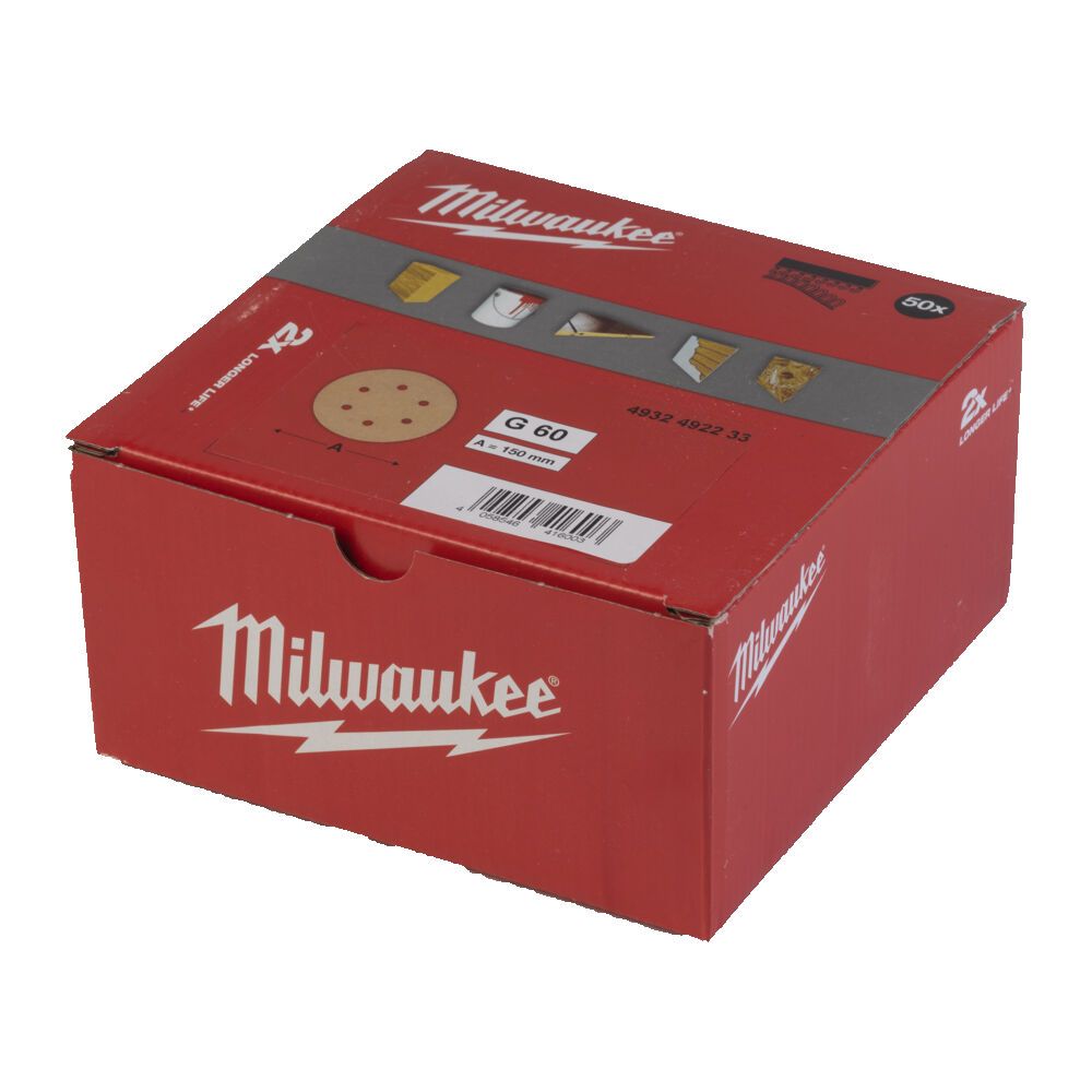 Папір шліфувальний HP MILWAUKEE діаметр 150мм/6 HL, зерно 60, (50шт) (4932492233)