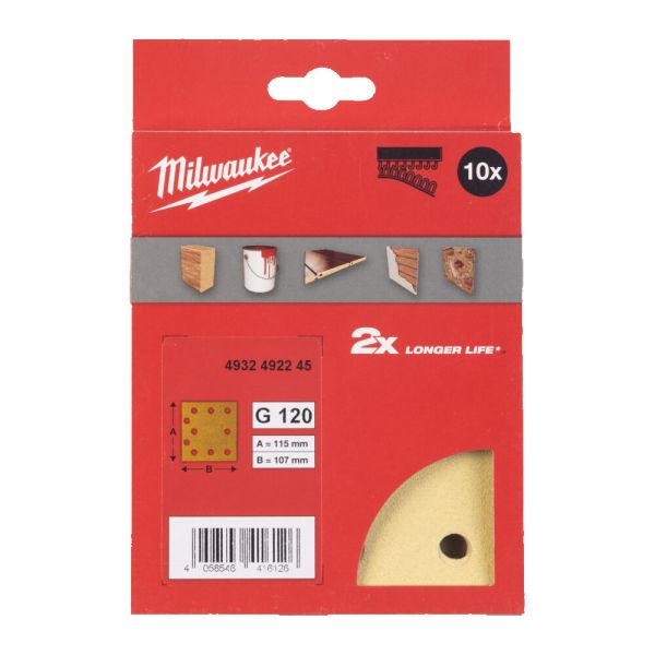 Папір шліфувальний HP MILWAUKEE, 115х107мм HL, зерно 120, (10шт) (4932492245)
