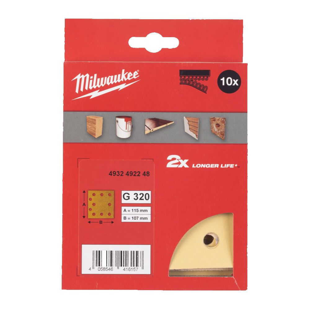 Папір шліфувальний HP MILWAUKEE, 115х107мм HL, зерно 320, (10шт) (4932492248)